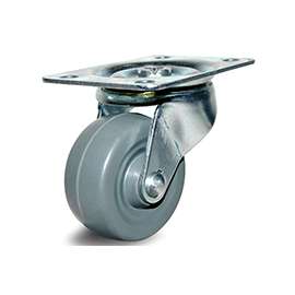 DH CASTERS C-GD20MRS Swivel Caster, 2 in Dia Wheel, 15/16 in W Wheel, Rubber Wheel, Gray, 125 lb