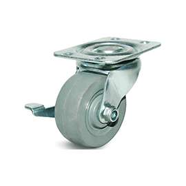 DH CASTERS C-GD20MRSB Swivel Caster, 2 in Dia Wheel, 15/16 in W Wheel, Rubber Wheel, Gray, 125 lb