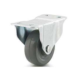 DH CASTERS C-GD30MRR Rigid Caster, 3 in Dia Wheel, 1-1/4 in W Wheel, Rubber Wheel, Gray, 225 lb