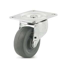 DH CASTERS C-GD30MRS Swivel Caster, 3 in Dia Wheel, 1-1/4 in W Wheel, Rubber Wheel, Gray, 225 lb