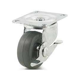 DH CASTERS C-GD30MRSB Swivel Caster, 3 in Dia Wheel, 1-1/4 in W Wheel, Rubber Wheel, Gray, 225 lb