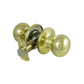 ProSource T9730BRA4V Knob Lockset, Knob Handle, Metal, Polished Brass, 2-3/8 to 2-3/4 in Backset, 44 x 57 mm Strike