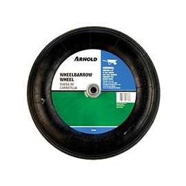 ARNOLD WB-468 Wheelbarrow Wheel, 4.8/4 x 8 in Tire, 15-1/2 in Dia Tire, Ribbed Tread, 6 in L Hub