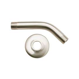 Plumb Pak PP825-10BN Shower Arm with Flange, 1/2 in Connection, IPS, 6 in L, Brass, Brushed Nickel