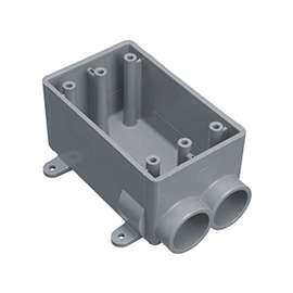 Carlon E982EFN-CTN Switch Box, 1 -Gang, 2 -Outlet, PVC, Gray