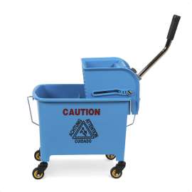 PLASTIC PRINCE Mop Bucket with Wringer on Wheels, Small Dual Chamber Industrial Mop Bucket Separate Dirty Water, Perfect for Business Household, 20 Quart Blue
