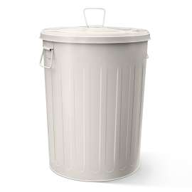 Plexon Galvanized Steel Round Trash Can with Lid Powder Coated Metal - 20 Gallon, Beige