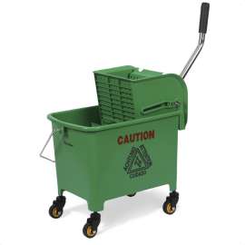 PLASTIC PRINCE Mop Bucket with Wringer on Wheels, Small Dual Chamber Industrial Mop Bucket Separate Dirty Water, Perfect for Business Household, 20 Quart Green