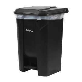 PLASTIC PRINCE 22 Gallon Step-On Trash Can/Container, Black Plastic Dustbin with Lid and Foot Pedal, Hands-Free Disposal