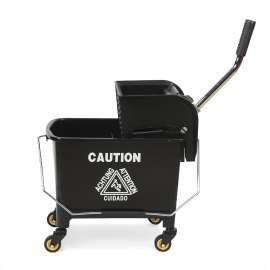 PLASTIC PRINCE Mop Bucket with Wringer on Wheels, Small Dual Chamber Industrial Mop Bucket Separate Dirty Water, Perfect for Business Household, 20 Quart Black