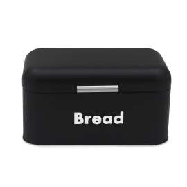 Plexon Black Bread Box for Kitchen Countertop with Lid, Metal Bread Storage Container Bin 11.8" x 7" x 6.3"