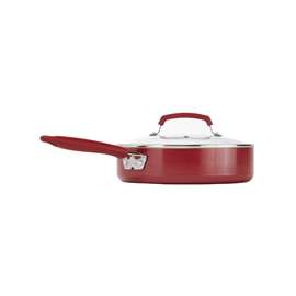 T-fal C9430764 Saute Pan with Cover, Aluminum, Red