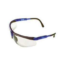 SAFETY WORKS 10041055 Padded Brow Guard Safety Glasses, Anti-Fog, Anti-Scratch Lens, Polycarbonate Lens, Blue Frame