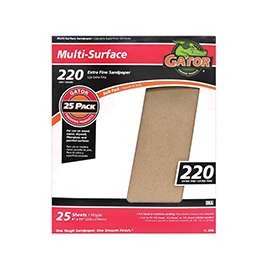 Gator 3260 Sanding Sheet, 11 in L, 9 in W, 220 Grit, Extra Fine, Aluminum Oxide Abrasive