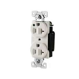 Eaton Wiring Devices AH8300W Duplex Receptacle, 2 -Pole, 20 A, 125 V, Back, Side Wiring, NEMA: 5-20R, White