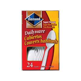 diamond 00044 Dinnerware Spoon Set, Polystyrene, White, 24 Box