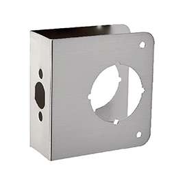 ProSource HSH-044SBN-PS Door Reinforcer, 2-3/8 in Backset, 1-3/4 in Thick Door, Steel, Satin Nickel, 4-1/2 in H, 4 in W