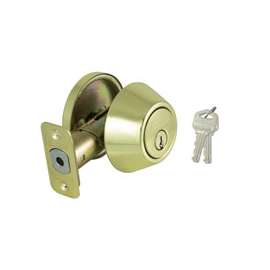 ProSource Signature Series Deadbolt, 3 Grade, Polished Brass, 2-3/8 to 2-3/4 in Backset, KW1 Keyway