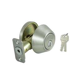 ProSource Signature Series Deadbolt, 3 Grade, Stainless Steel, 2-3/8 to 2-3/4 in Backset, KW1 Keyway