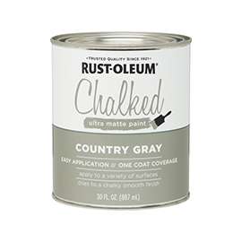 RUST-OLEUM Chalked 285141 Chalked Paint, Ultra Matte, Country Gray, 30 oz, Quart