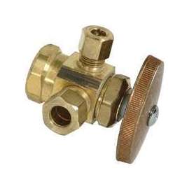 BrassCraft R1700RX R1 Stop Valve, 1/2 x 3/8 x 1/4 in Connection, FIP x Compression x Compression, 125 psi Pressure