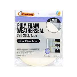 Frost King L344H Foam Tape, 1-1/2 in W, 17 ft L, 1/4 in Thick, Polyfoam, White