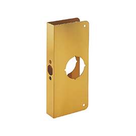 ProSource HSH-048SBP-PS Door Reinforcer, 2-3/8 in Backset, 1-3/8 in Thick Door, Steel, Brass, 9 in H, 4 in W