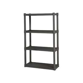 Sterilite 01643V01 Shelving Unit, 34-1/2 in OAW, 14-3/8 in OAD, 57 in OAH, 4-Shelf, Plastic, Gray
