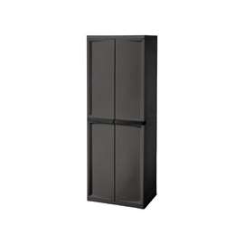 Sterilite 01423V01 Shelf Cabinet, 25-5/8 in OAW, 69-3/8 in OAH, 18-7/8 in OAD, 4-Shelf, Plastic, Gray, Flat