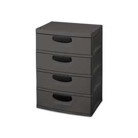Sterilite 01743V01 Drawer Unit, 4-Drawer, Plastic, 25-5/8 in OAW, 35-3/4 in OAH, 19-1/4 in OAD