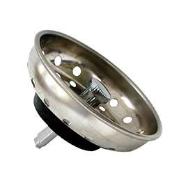 Danco 88275 Basket Strainer with Pin, 3-1/4 in Dia, Stainless Steel, Chrome, For: 3-1/4 in Drain Opening Sink
