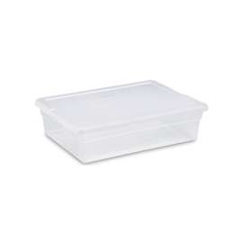 Sterilite 16558010 Storage Box, 28 qt Capacity, Plastic, Clear/White