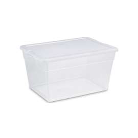 Sterilite 16598008 Storage Box, 56 qt Capacity, Plastic, Clear/White