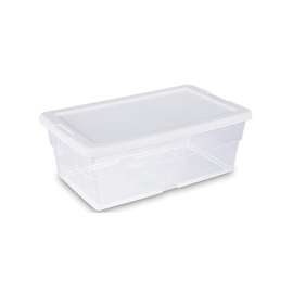Sterilite 16428012 Storage Box, Plastic, Clear/White, 13-5/8 in L, 8-1/4 in W, 4-7/8 in H