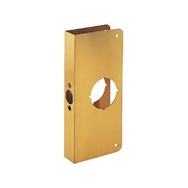 ProSource HSH-050SBP-PS Door Reinforcer, 2-3/8 in Backset, 1-3/4 in Thick Door, Steel, Brass, 9 in H, 4 in W