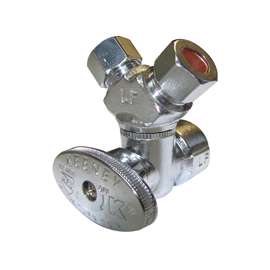 Plumb Pak PP2901VLF Stop Valve, 1/2 x 3/8 x 3/8 in Connection, FIP x Compression x Compression
