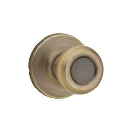 Kwikset 200T5CP Door Knob, Antique Brass, 1-3/8 to 1-3/4 in Thick Door, 2-1/4 in Strike