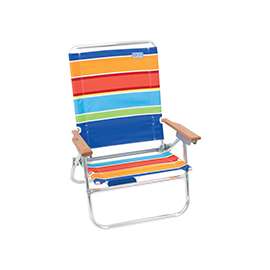 Rio Brands In-Easy Out 4-Position Beach Chair, 250 Lb Load, 12 In, 35-1/2 In H X 25-1/4 In W X 25-1/2 In D