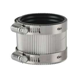 ProSource Coupling, 2 x 1-1/2 in, Rubber/Stainless Steel, Black/Stainless Steel Shield
