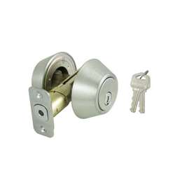 ProSource Deadbolt, 3 Grade, Stainless Steel, 2-3/8 to 2-3/4 in Backset, KW1 Keyway