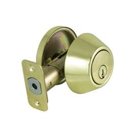 ProSource Signature Series Deadbolt, 3 Grade, Polished Brass, 2-3/8 to 2-3/4 in Backset, KW1 Keyway