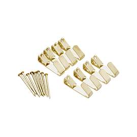 ProSource PH-122304-PS Picture Hanger, 50 lb, Steel, Polished Brass, Brass, Nail-In Mounting