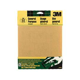 3M 9000NA Sandpaper Sheet, 11 in L, 9 in W, Very Fine, 220 Grit, Aluminum Oxide Abrasive, Paper Backing