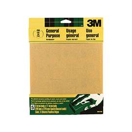 3M 9001 Sandpaper Sheet, 11 in L, 9 in W, Fine, 150 Grit, Aluminum Oxide Abrasive, Paper Backing