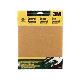 3M 9002 Sandpaper Sheet, 11 in L, 9 in W, Medium, 100 Grit, Aluminum Oxide Abrasive, Paper Backing