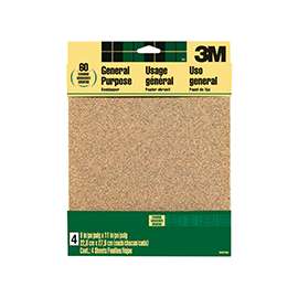 3M 9003 Sandpaper Sheet, 11 in L, 9 in W, Coarse, 60 Grit, Aluminum Oxide Abrasive, Paper Backing