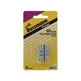 Bussmann BP/SC-15 Time Delay Fuse, 15 A, 600 VAC, 170 VDC, 10, 100 kA Interrupt, Glass Body