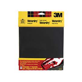 3M 9085 Sandpaper, 11 in L, 9 in W, 400 Grit, Super Fine, Silicone Carbide Abrasive