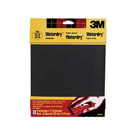 3M 9087 Sandpaper, 11 in L, 9 in W, 220 Grit, Very Fine, Silicone Carbide Abrasive
