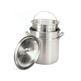Bayou Classic 4042 Stock Pot with Basket, 42 qt Capacity, Aluminum, Riveted Handle